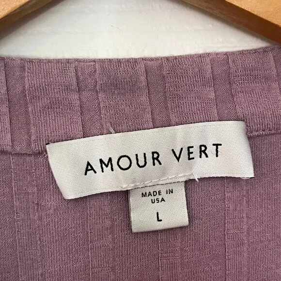 Amour Vert Vie Ribbed Henley - Lavender | L - Picture 8 of 11